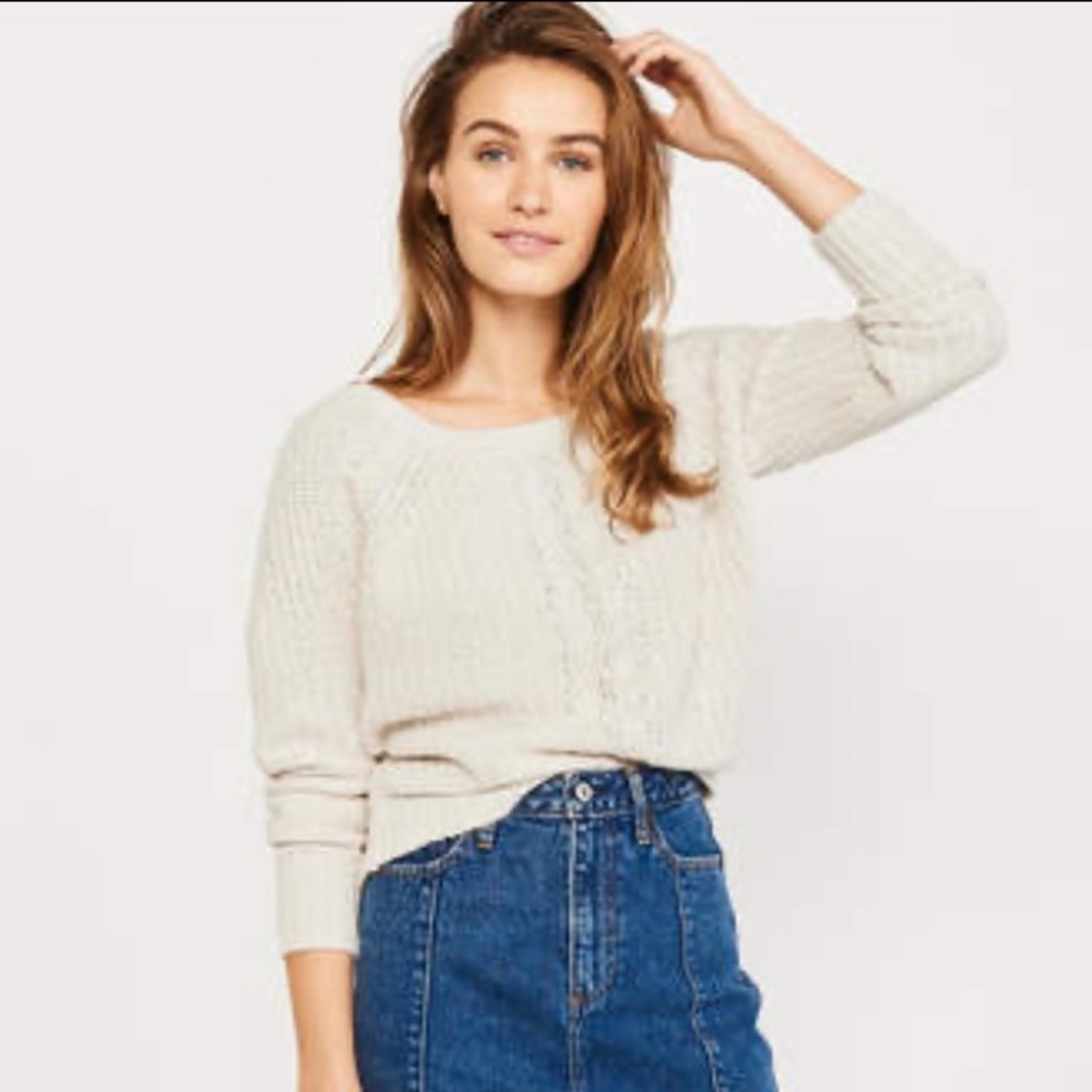 Abercrombie Cable Pointelle Boat Neck Sweater